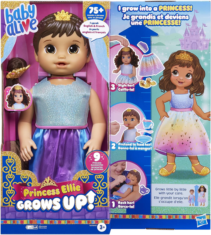 NEW Baby Alive Princess Ellie Grows Up Brown Hair Doll