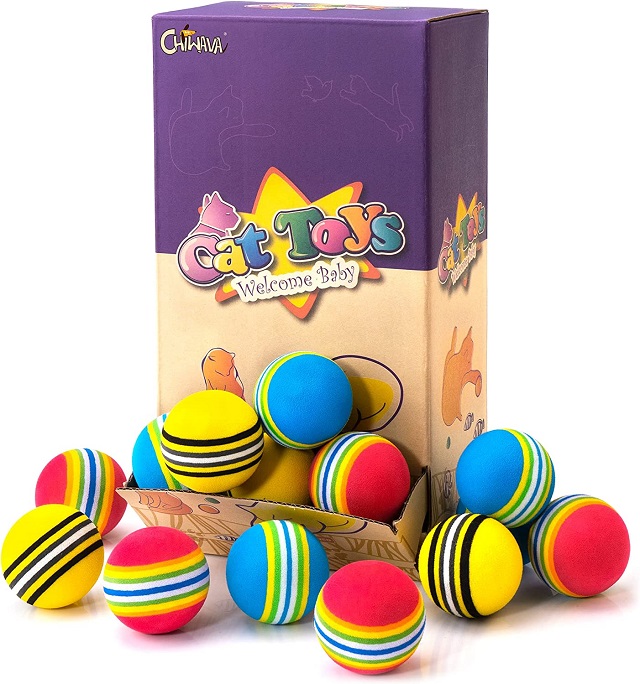 New Chiwava 36 Pack 1.7'' Foam Cat Toys Ball Rainbow Color Balls Kitten 