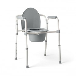 NEW Medline 3-in-1 Steel Folding Bedside Commode, Commode Chair for Toilet is Height Adjustable, Can be Used as Raised Toilet, Supports 350 lbs
