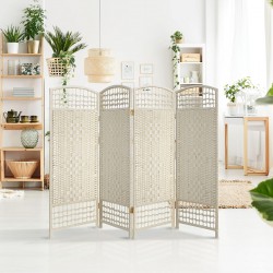 NEW Oriental Furniture 4-Feet Tall Fiber Weave Room Divider, White 4 Panel