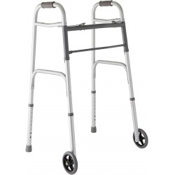 NEW Medline Two-Button Folding Walker with Wheels