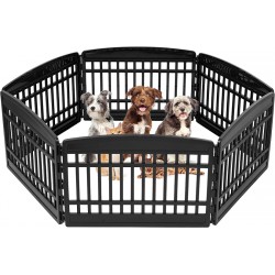 NEW IRIS USA 60 cm Exercise 4-Panel Pet Playpen, Dog Playpen, Puppy Playpen, for Puppies and Small Dogs, Keep Pets Secure, Easy Assemble, Fold It Down, Easy Storing, Customizable, Black