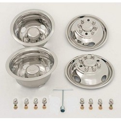 NEW Kaper II SS-E35008-ULT Polished Stainless Steel Ford Wheel Simulator Set (16 X 6, 8 Lug 6.5 Bolt Circle Ford E350 / E450, 4 Hand Hole)