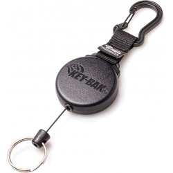 NEW KEY-BAK SECURIT Heavy Duty Retractable Carabiner Keychain, madee with a Durable Black Polycarbonate Case, Zinc Alloy Carabiner and Split Ring - Made in USA