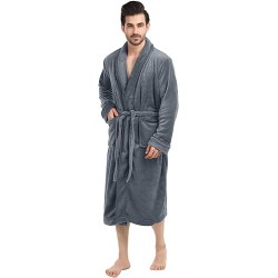 NEW NY Threads Luxurious Men's Shawl Collar Fleece Bathrobe Spa Robe