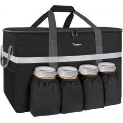 NEW Taygeer Insulated Food Delivery Bag with 4 Cup Holders, Large Warm & Cooler Shipping Bag, Catering Thermal Bag for Cold and Hot Food Transport, Grocery Bags for Pizza Delivery, Beverages, Uber Eat