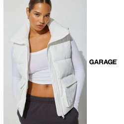 NEW WOMENS SMALL GARAGE LONG PUFFER VEST, WHITE