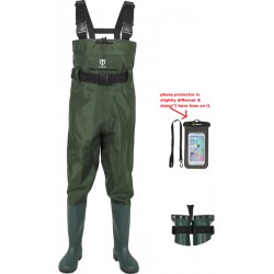 NEW Size 7 Women's TideWe Bootfoot Chest Waders, Fishing Waders 2-Ply Nylon Waterproof Hunting Waders with Boot Hanger for Men and Women - green