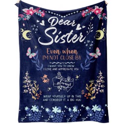 NEW BeneCharm Sister Gifts Blanket, Sisters Gifts from Sister on Mother's Day, Blanket Present for Sisters on Valentine's Day, Happy Birthday Sister, to My Sister Gift Throw Blanket 60'' x 50''