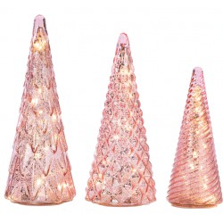 NEW Mr. Christmas Lit Glass Sparkle Trees (set of 3)