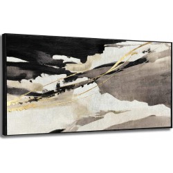 AS IS (READ NOTES) Gold Wall Decor Black and White Abstract Wall Art Living Room Decor Line Canvas Paintings for Dining Room Kitchen Office Decor 60x120 CM