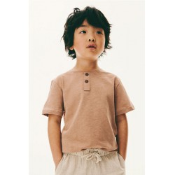 NEW Size 6X/7 H&M Boys Henley Short Sleeve T-shirt - Brown (colour may slightly vary)