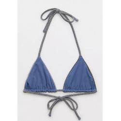 NEW Size XL Women's Aerie REAL GOOD Sparkle String Triangle Bikini Top - navy