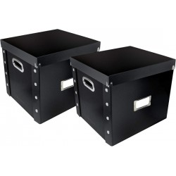 NEW (read notes) Snap-N-Store Vinyl Record Storage Box - (aprox: 13.375 X 12.625 X  12.5) - 2 Pack - Crate Holds up to 75 Vinyl Albums - Black