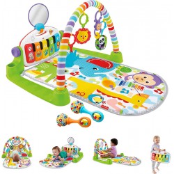 NEW Fisher-Price Baby Playmat Deluxe Kick & Play Piano Gym & Maracas with Smart Stages Learning Content, 5 Linkable Toys & 2 Soft Rattles