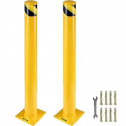 NEW VEVOR Safety Bollard, 48 Inch Height Bollard Post, 5.5 Inch Diameter Steel Pipe Safety Bollard Post, Yellow Steel Bollard, Steel Safety Bollard with 8 Anchor Bolts, Perfect for Traffic-Sensitive Area