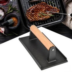 NEW TOPINCN Commercial Cast Iron Steak Weight Wooden Handle Bacon Grill Hamburger Press, Steak Press, Meat Press