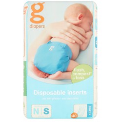 NEW GDiapers Disposable Inserts N L S 6-14 Lbs, 40 Count