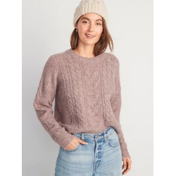 NEW 3X OLD NAVY WOMEN'S Heathered Cable-Knit Sweater