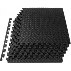 NEW ProsourceFit Puzzle Exercise Mat ½ in, EVA Interlocking Foam Floor Tiles for Home Gym, Mat for Home Workout Equipment, Floor Padding for Kids, Black, 24 in x 24 in x ½ in, 24 Sq Ft - 6 Tiles