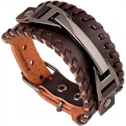 NEW Men's Fashion Punk Open Cuff Bracelet (aprox: 9.5) - brown
