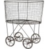 NEW Creative Co-Op DE2757 Metal Vintage Laundry Basket with Wheels