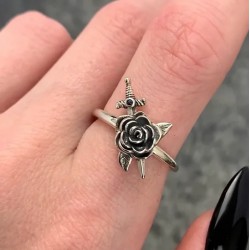 NEW MEDIUM - REGALROSE RHAPSODY. Dagger Through Rose Ring - Silver