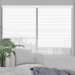 NEW Kokorona Zebra Blinds Roller Shades Cordless Window Blinds with Valance Cover, Day and Night Sheer Shades Dual Layer Fabric for Light Control Light Filtering Privacy, White, 18 W X 72 H