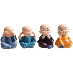 NEW 4pcs Buddha Little Monks Resin Statues Figurines Ornaments Decoration