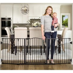 NEW Regalo Home Decor 74-Inch Wide Super Wide Adjustable Gate, Black (1176)