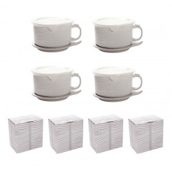 NEW temp-tations 25oz. Mug Meals with Stoneware Lid-its and Plastic Storage Covers (Set of 4)