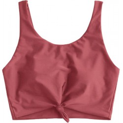 NEW Size L Women's ZAFUL Front Knot Bikini Crop Tankini Top - Coral Red