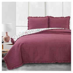 NEW DOUBLE/QUEEN Claro Living Pre-Washed Crinkle Quilt Set