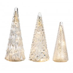 NEW Mr. Christmas Lit Glass Sparkle Trees (set of 3)