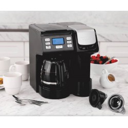 NEW Hamilton Beach FlexBrew Trio 2-Way Coffee Maker, Compatible with K-Cup Pods or Grounds, Combo, Single Serve & Full 12c Pot, Black , 49902