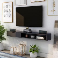 NEW Eponine 60 in. Cappuccino Wood Floating TV Stand with 1-Drawer Fits TVs Up to 66 in. with Wall Mount Feature