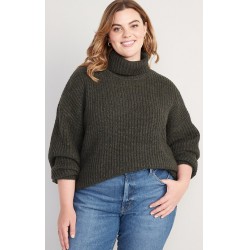 NEW SIZE 3X Marled Shaker-Stitch Tunic-Length Turtleneck Sweater | Old Navy