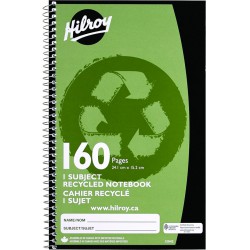 NEW (COLOUR MAY VARY) Hilroy 160 Pages 1-Subject Recycled Notebook, 9-1/2 x 6