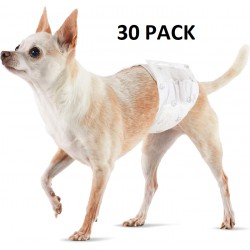 NEW Amazon Basics Male Dog Wrap, Disposable Male Dog Diapers, X-Small, Pack of 30, White