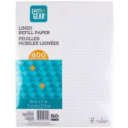 NEW Pen+Gear Lined Refill Paper 8 1/2 x 11 (400 Sheets)