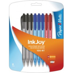 NEW Paper Mate Inkjoy 100Rt, Medium Point, Retractable Ballpoint Pens Assorted