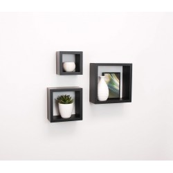 NEW Kiera Grace Cubbi Floating Shelves, Modern Wall Mounted Shelves for Bedroom, Bathroom, Kitchen, 5/7/9, Black, 3Pack