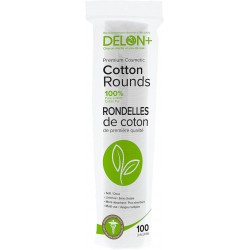 NEW 100/PACK DELON LABORATORIES Premium Cotton Cosmetic Pads/Rounds, White