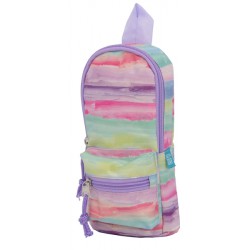 NEW PEN+GEAR BACKPACK SHAPE 2 ZIPPER COMPARTMENTS PENCIL CASE, WATERCOLOR