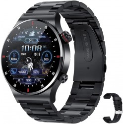 NEW LIGE Smart watch ECG+PPG Bluetooth Call, messege Notification, NFC function, Sport Activity Tracker watch For Men's, ISO and Android, with 2 band Steel+Silicon