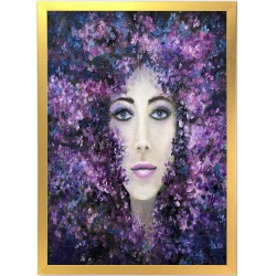 NEW Designart 'Portrait of A Lady With Purple Lavender Flowers' Modern Framed Art Print