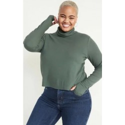 NEW Size 4X Women's UltraLite Performance Cropped Ribbed Turtleneck Top - Forest Shade