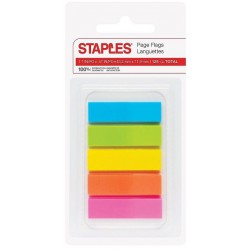 NEW Staples Stickies Page Flags Multicolor 0.5 Wide 125/Pack (11147-CC)