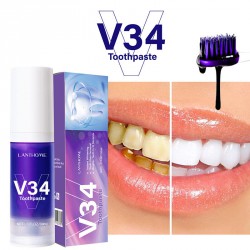 NEW EXP: 6/7/2026 - 30ML V34 Color Corrector Toothpaste, Purple Toothpaste for Teeth Whitening