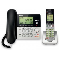 LIGHTLY USED VTech CS6949 DECT 6.0 Corded/Cordless Telephone System, Black/Silver